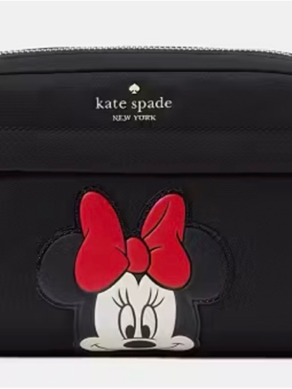 Kate Spade Black Belt Bag with Red Minnie Bow Appliqué. LIKE NEW/ USED ONE TIME